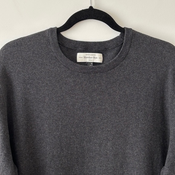 Hawker Rye Cotton & Cashmere Charcoal Gray Crewneck Sweater - Picture 2 of 16
